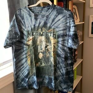 Tie dye blue Megadeath band tshirt